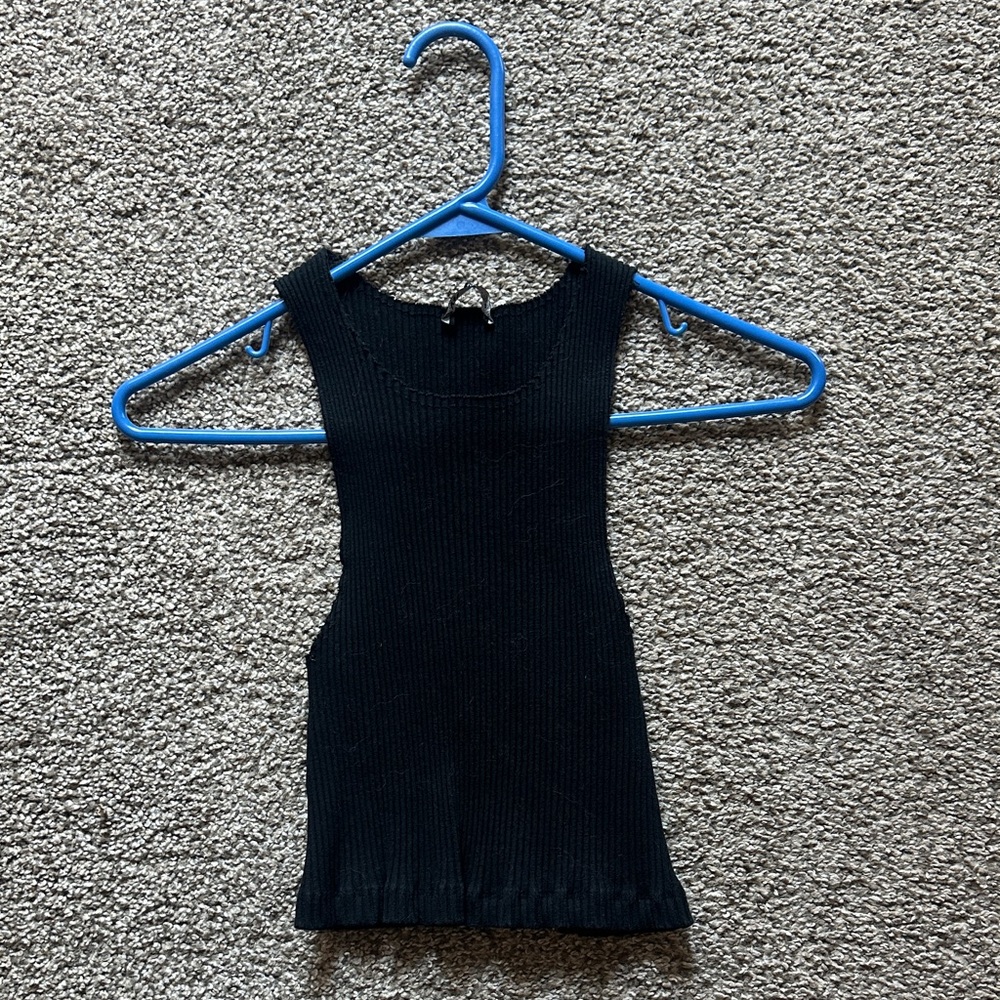 Zara Black Ribbed crop Top